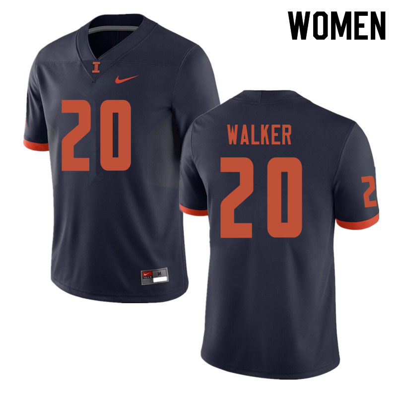 Women #20 Nick Walker Illinois Fighting Illini College Football Jerseys Sale-Navy - Click Image to Close